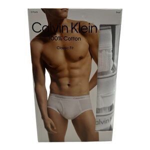 Men 3-Pack Calvin Klein‎ CK Cotton Briefs Classic Fit Underwear White Sz S